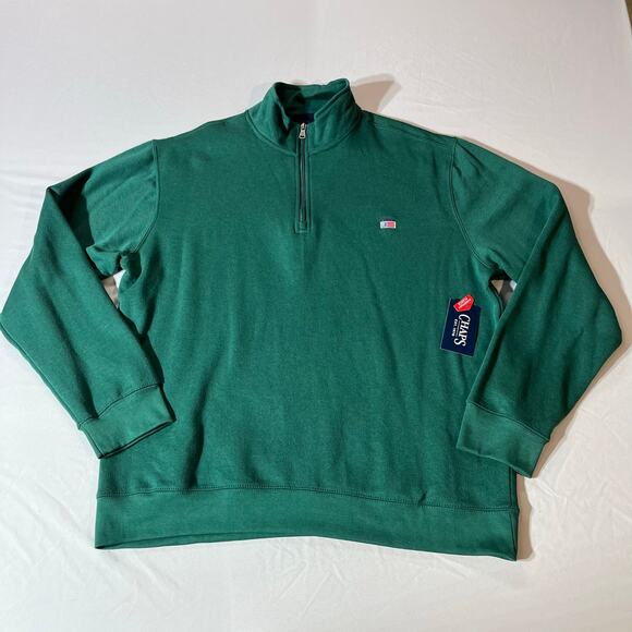 CHAPS Everyday Fleece Men's Size XL, Quarter Zip Rain Forest Green NWT - Picture 1 of 7